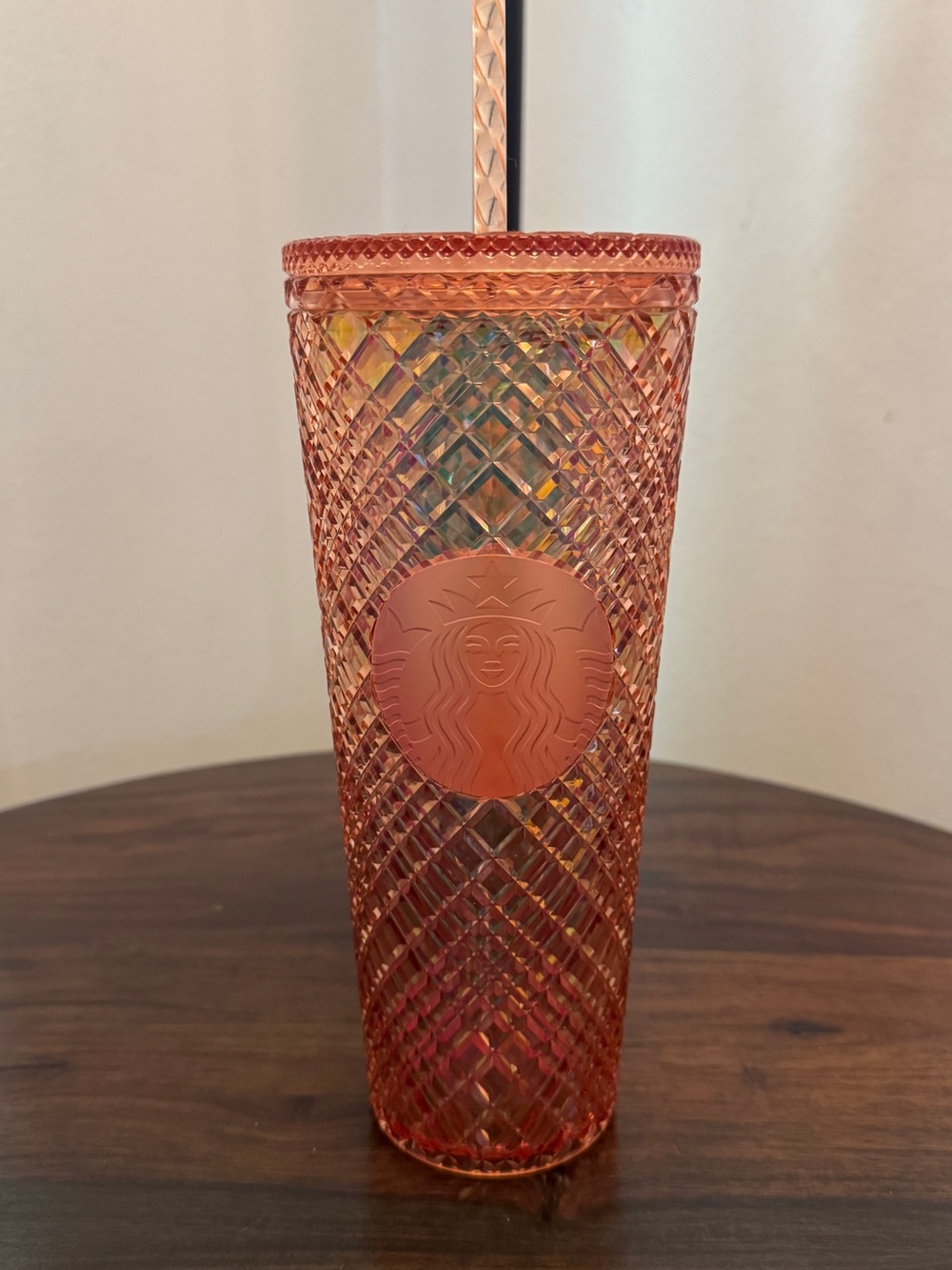 Starbucks Iridescent Pink Diamond-Cut Tumbler with Straw